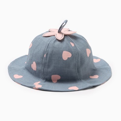 Панама для девочки с сердечками MINAKU, синяя, размер 48