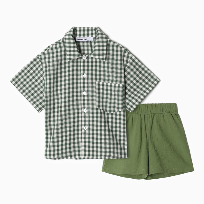Костюм для мальчика (рубашка и шорты) KAFTAN, р.32 (110-116), зеленый