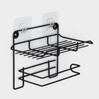 Держатель для туалетной бумаги с полочкой, 19×10×14.5 см, чёрный - Фото 2