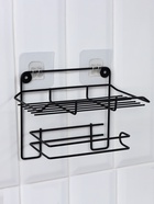 Держатель для туалетной бумаги с полочкой, 19×10×14.5 см, чёрный - Фото 6