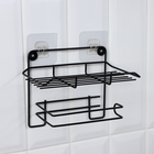 Держатель для туалетной бумаги с полочкой, 19×10×14.5 см, чёрный - Фото 4