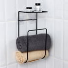 Держатель для полотенец с полкой, 15.5×12.5×33.5 см, чёрный - Фото 1