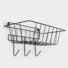 Корзина с 3-мя крючками, 37×20×19.5 см, чёрная - Фото 3