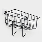 Корзина с 2 крючками, 31.5×13×20 см, чёрная - Фото 4