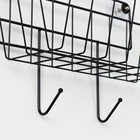 Корзина с 2 крючками, 31.5×13×20 см, чёрная - Фото 5