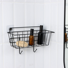 Корзина с 2 крючками, 31.5×13×20 см, чёрная - Фото 1