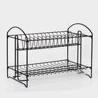 Сушилка для посуды с поддоном 2-х ярусная, разборная, 39.5×24×29.5 см, чёрная - Фото 4