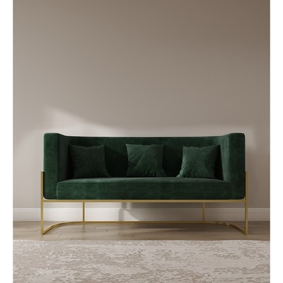 Диван «LUNA», 56×153×77 см, цвет зеленый, каркас золотой