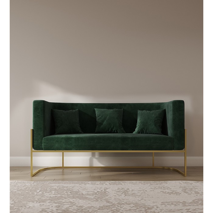 Диван «LUNA», 56×153×77 см, цвет зеленый, каркас золотой - Фото 1