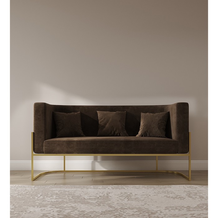 Диван «LUNA», 56×153×77 см, цвет коричневый, каркас золотой