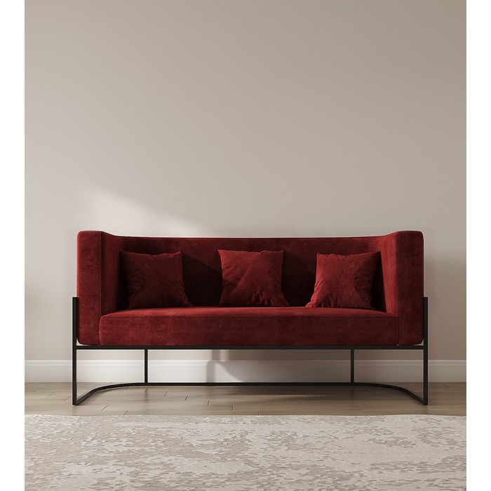 Диван «LUNA», 56×153×77 см, цвет красный, каркас чёрный