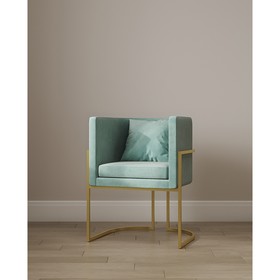 Кресло «LUNA», 60×64×77 см, цвет аквамарин, каркас золотой