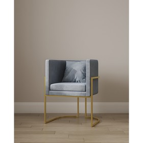 Кресло «LUNA», 60×64×77 см, цвет голубой, каркас золотой