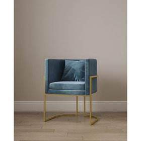 Кресло «LUNA», 60×64×77 см, цвет синий, каркас золотой