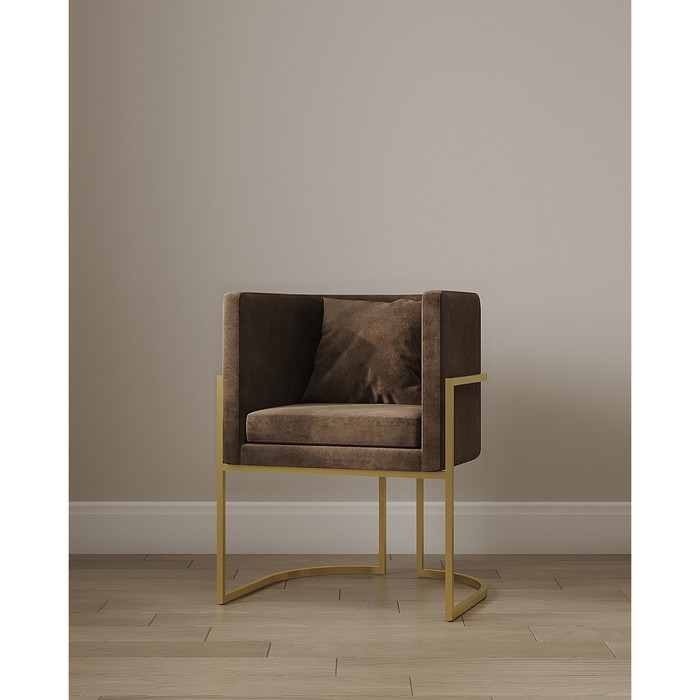 Кресло «LUNA», 60×64×77 см, цвет коричневый, каркас золотой