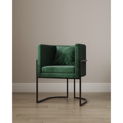 Кресло «LUNA», 60×64×77 см, цвет зеленый, каркас чёрный
