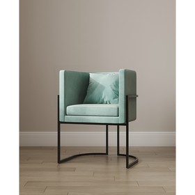 Кресло «LUNA», 60×64×77 см, цвет аквамарин, каркас чёрный