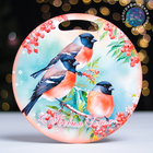 Доска разделочная сувенирная «Птицы.С новым годом», d=25.5 см, дерево, разноцветная - Фото 1