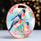 Доска разделочная сувенирная «Птицы.С новым годом», d=25.5 см, дерево, разноцветная - Фото 2