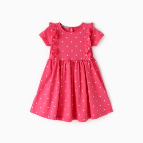 Платье для девочки, цвет тёмно-розовый/сердечки, рост 104 см