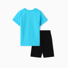 Комплект для мальчика (футболка/шорты), цвет бирюзовый/чёрный, рост 134 см - Фото 5