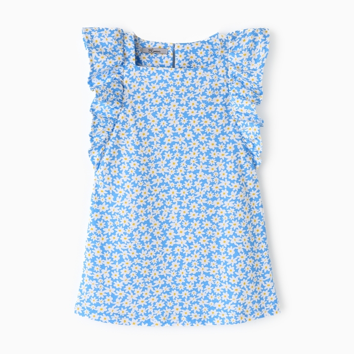 Платье для девочки, цвет голубой/ромашки, рост 98 см - Фото 1