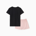 Пижама женская (футболка,шорты) "Сердечки", цвет черный/розовый, размер 44 - фото 24619609