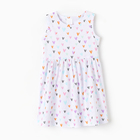 Платье для девочки "Сердечки", цвет белый, рост 98-104 см - фото 110662468