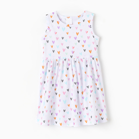 Платье для девочки "Сердечки", цвет белый, рост 104-110 см