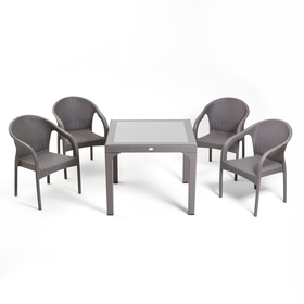 Набор садовой мебели "Феодосия" 5 предметов: стол + 4 кресла, серый