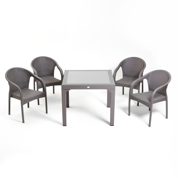 Набор садовой мебели "Феодосия" 5 предметов: стол + 4 кресла, серый - Фото 1