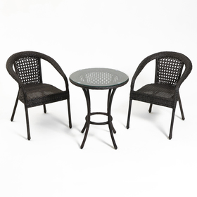 Набор садовой мебели "Ротанг" 3 предмета: стол + 2 кресла, венге