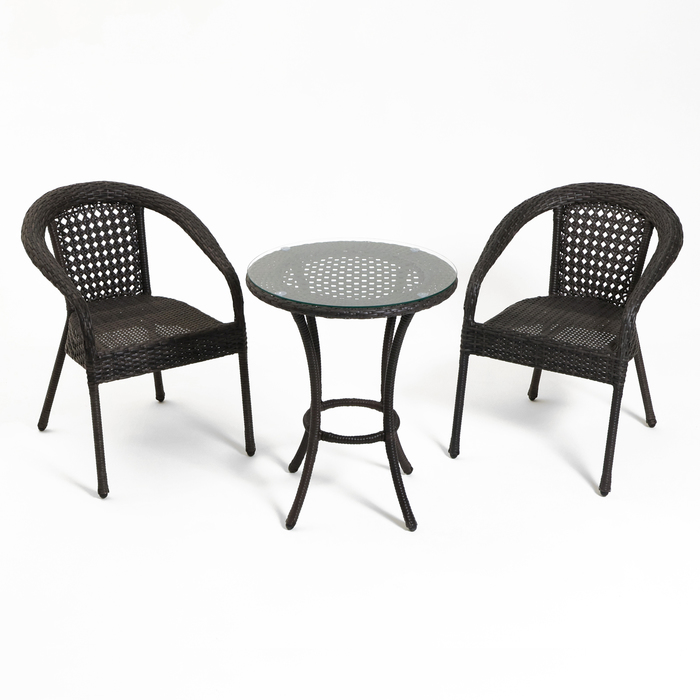 Набор садовой мебели Ротанг 3 предмета: стол + 2 кресла, венге