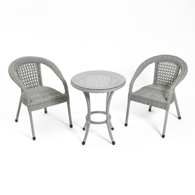 Набор садовой мебели "Ротанг" 3 предмета: стол + 2 кресла, серый