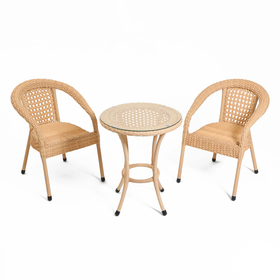 Набор садовой мебели "Ротанг" 3 предмета: стол + 2 кресла, коричневый