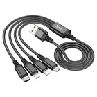 Кабель Hoco X76, 4 в 1 Lightning/Lightning/Type-c/Micro USB - USB, 2 А, 1 м, нейлон, чёрный 9881429 - фото 13202198