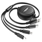 Кабель Hoco Х75, 3 в 1 Lightning/Micro/Type-C - USB, 2 А, 1 м, ПВХ, чёрный - Фото 3