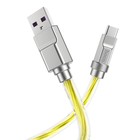 Кабель Hoco U113, Type-C - USB, 6 А, 1 м, оплётка прозрачный силикон, золотистый - Фото 3