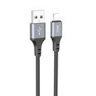 Кабель Hoco X92, Lightning - USB, 2.4 А, 3 м, оплётка силикон, чёрный - Фото 3