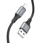 Кабель Hoco X92, Lightning - USB, 2.4 А, 3 м, оплётка силикон, чёрный - Фото 4