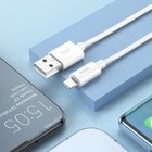 Кабель Hoco X87, Lightning - USB, 2.4 А, 1 м, оплётка силикон, белый - Фото 5