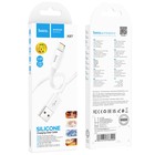 Кабель Hoco X87, Lightning - USB, 2.4 А, 1 м, оплётка силикон, белый - Фото 6