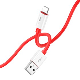 Кабель Hoco X87, Lightning - USB, 2.4 А, 1 м, оплётка силикон, красный