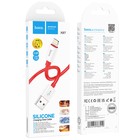 Кабель Hoco X87, Lightning - USB, 2.4 А, 1 м, оплётка силикон, красный - Фото 4