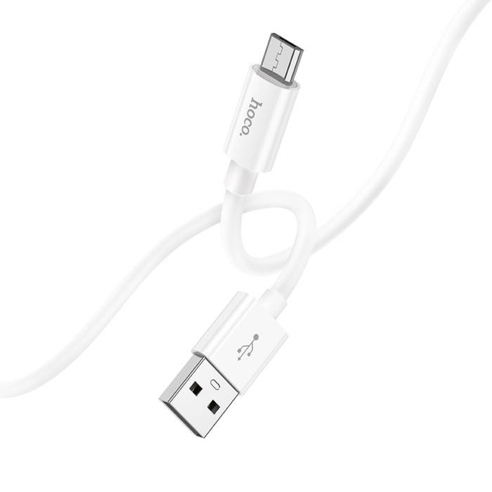 Кабель Hoco X87, MicroUSB - USB, 2.4 А, 1 м, оплётка силикон, белый цена и фото