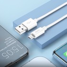 Кабель Hoco X87, MicroUSB - USB, 2.4 А, 1 м, оплётка силикон, белый - Фото 5