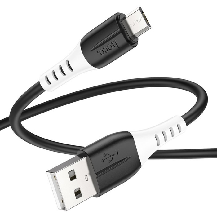 Кабель Hoco X82, MicroUSB - USB, 2.4 А, 1 м, оплётка силикон, чёрный