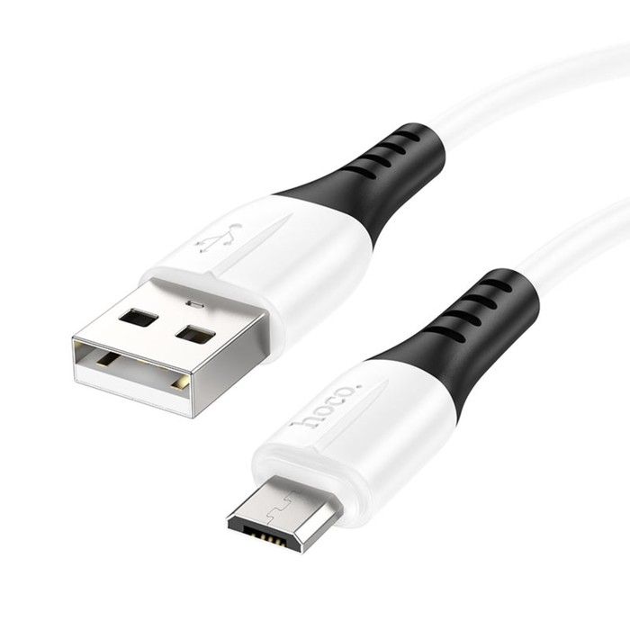 Кабель Hoco X82, MicroUSB - USB, 2.4 А, 1 м, оплётка силикон, белый цена и фото