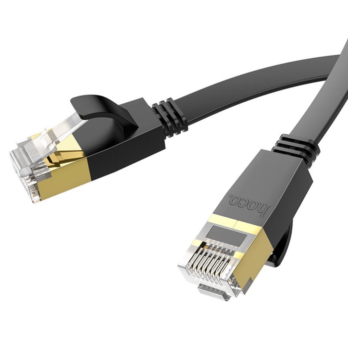 Патч-корд Hoco US07 Gigabit Ethernet, UTP 6е кат., RJ-45(m)-RJ-45(m), 1 м, чёрный - Фото 1