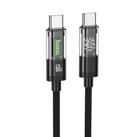 Кабель Hoco U116, Type-C - Type-C, 60 Вт, 3 А,1.2 м, прозрачный, быстрая зарядка, оплётка нейлон, чёрный Кабель Hoco U116, Type-C - Type-C, 60 Вт, 3 А,1.2 м, прозрачный, быстрая зарядка, оплётка нейлон, чёрный